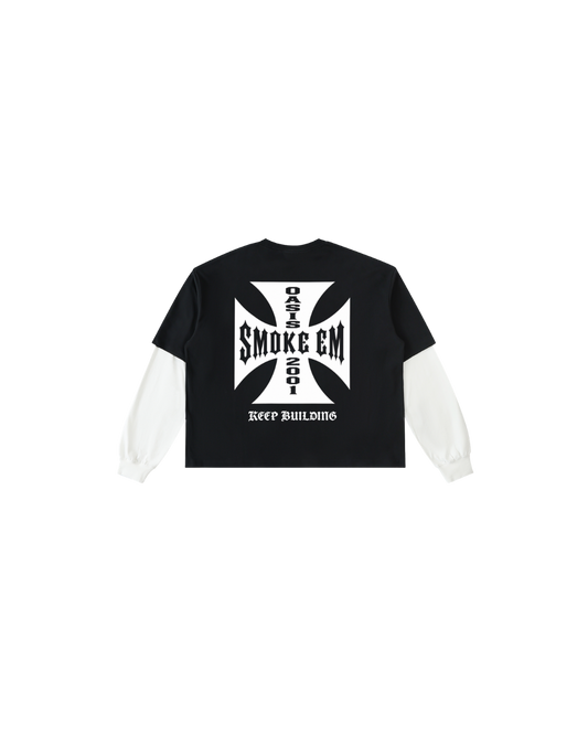Layered Skater Sleeve Cotton T-Shirt